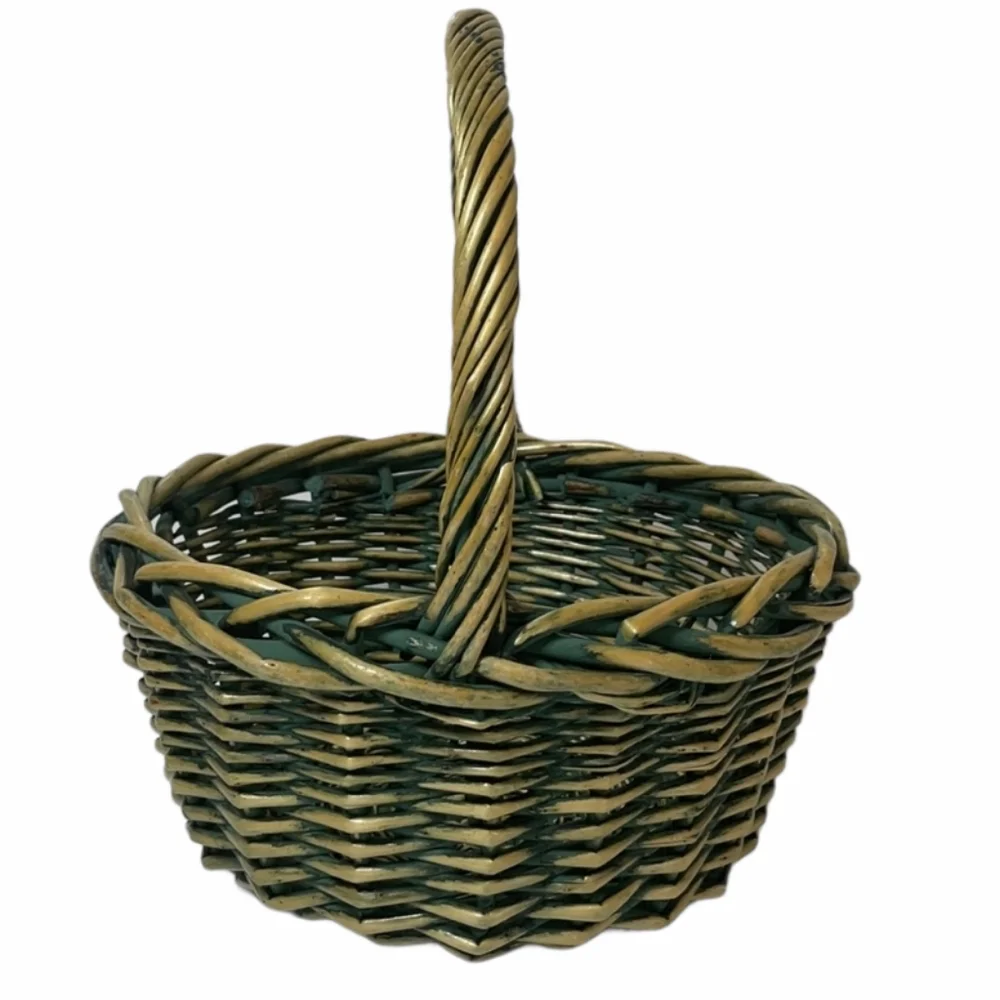 Handwoven Basket Artisan Luxury Large Round Heavy Sturdy Storage Fireside Picnic